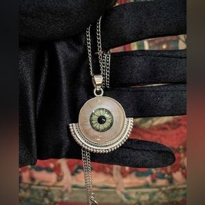 S O L D Medical Grade Acrylic Eye In Sterling Silver On Surgical Steel